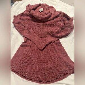 Angel Of The North Pink/Mauve Cowl Neck Tunic-Length Sweater